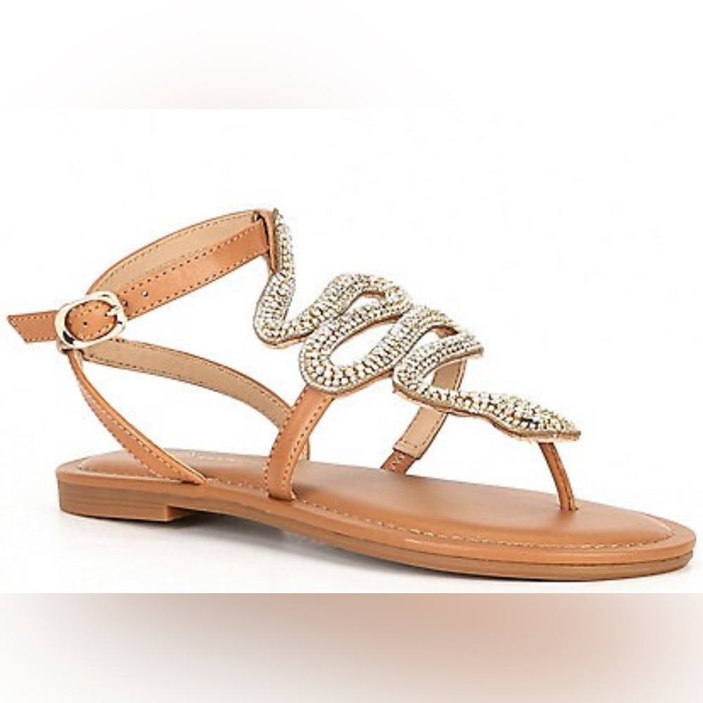 ANTONIO MELANI Tan Embellished Sandals